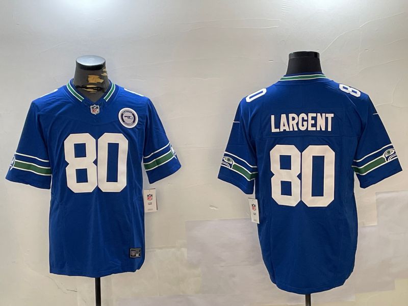 Men Seattle Seahawks #80 Largent Blue Throwback three generations 2024 Nike Limited NFL Jersey style 2->pittsburgh steelers->NFL Jersey